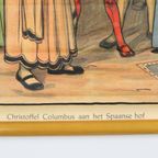 Educatieve Oude Schoolplaat Vaderlandse Geschiedenis Columbus Aan Het Spaanse Hof 94X65Cm thumbnail 4