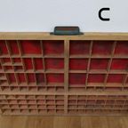 Brocante, Bruine Antieke Houten Letterbak, Wanddecoratie C thumbnail 7