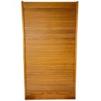 Vintage Teak Tambour Office Cabinet | Roldeurkast Hout Lades thumbnail 4