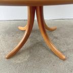 Vintage Salontafel Rond, Notenhout, Middenpoot - Alma 100cm thumbnail 5