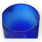 Zeer Grote Kobalt Blauwe Empoli Glas Vaas Met Ribbels thumbnail 5