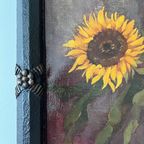 Antiek Xl Schilderij Zonnebloemen Olieverf M. Bertels 1920’s thumbnail 8