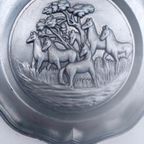 Vintage Tinnen Bord Met Paarden. 22 Cm. thumbnail 7