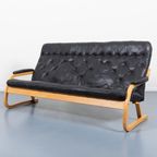 1970’S Sculptural Danish Modern Patchwork Leather Sofa / Bank thumbnail 2