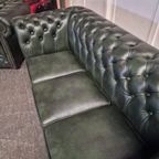 Chesterfield Brighton Antiek Groen – 1+2+3-Zits Bankset Met Salontafel thumbnail 8