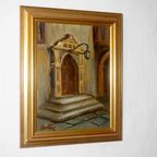 Vintage Architectural Painting * Signed Framed Oil Painting thumbnail 2