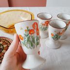 Vintage Bekers Op Voet Crème Bloemen thumbnail 3