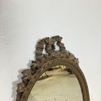 Antiek Vintage Oude Houten Spiegel Met Strik En Bloemen thumbnail 5