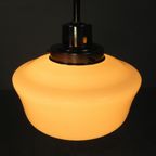 Art Deco Hanglamp Met Witte Glazen Kap, Jaren 30 thumbnail 9