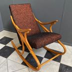Rocking Chair By Ton In Black And Peach Fabric thumbnail 4