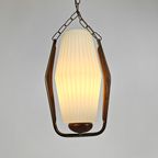 Scandinavisch Design - Vintage- Teak - Messing - Melkglas - Hanglamp - 60'S thumbnail 4