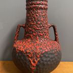 Fat Lava Vase In Red And Black By Fohr West Germany Ceramics thumbnail 2