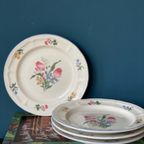 Luneville Set Van 4 Vintage Borden Met Bloemmotief thumbnail 3