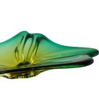 Mid-century Vintage Glazen Schaal Murano Geel Groen thumbnail 4