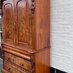 Heel Mooi Antiek Engels Mahonie Driedelig Kabinet, Met Planken En 3 Lades, 210 Cm Hoog thumbnail 4