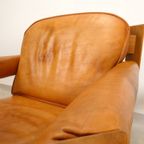 2 Oak Armchairs In Cognac Leather thumbnail 2