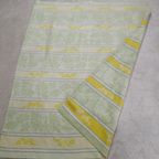 Vintage Aabe Zuiver Scheerwollen Deken Geel Groen En Creme Gestreept thumbnail 3