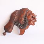 Vintage Hand-Carved Wooden Native American Chief'S Head thumbnail 3