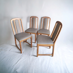 Vintage Set Van 4 Teakhouten Stoelen thumbnail 2