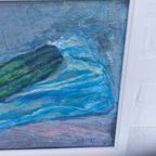 Origineel Acrylschilderij Op Canvas Met Ophangsysteem.blauw, Groen Schilderij thumbnail 4