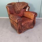 Antieke Stoere Leren Fauteuil thumbnail 3