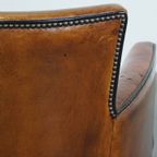 Subtiele Cognac-kleurige Schapenleren Armchair Met Een Leuke Vormgeving thumbnail 14