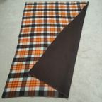 Bruin Deken/Plaid Met Rood Oranje Wit Geblokt (2 Zijdig) thumbnail 7