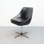 Vintage Draaifauteuil Zwart Skai thumbnail 11