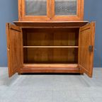 Belgische Pitch Pine Schoolkast Met Ribbelglas thumbnail 15