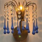 10 Beschikbaar! Vintage Blauwe Opaline Murano Wandlampen thumbnail 6