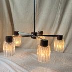 Tijdloze Mid Century Modern Vintage Hanglamp Met 5 Kristalachtige Kapjes, Reliving thumbnail 6