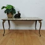 Vintage Hollywood Regency Salontafel Met Marmer Blad. 505 thumbnail 3
