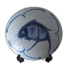 Blauwe Koi Karper, Schaal Porselein Ø 23 Cm, Begin 20E Eeuw thumbnail 6