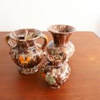 Set Van 3 Druipglazuur Vazen Jasba, West-Germany Jaren '30 thumbnail 3