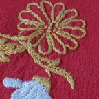 Rechthoekig Warm Rood Vintage Tafelkleed Geborduurde Bloemen thumbnail 2