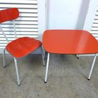 Prachtige Rode Bruine Witte Vintage Retro Formica Stoelen thumbnail 19