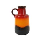 Fat Lava West Germany Vaas Aardewerk Scheurich Oranje Rood Zwart 408-40 thumbnail 4
