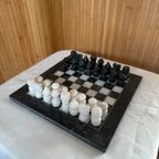 Vintage Marmeren Schaakspel Zwart/wit thumbnail 9