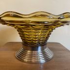 Amber Kleurige Glazen Schaal Fruitschaal Art Deco 1930 Frans thumbnail 3