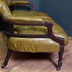 Antiek Leren Victoriaans Chesterfield Leesbankje thumbnail 15