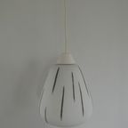 Vintage Fifties Hanglamp Melkglas Bakeliet Grijze Strepen thumbnail 2