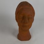 Geboetseerde Terracotta Buste - Groot Formaat - 1960'S thumbnail 4