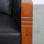 Luxe Art Deco Schuitema Design Fauteuil Model Frank Uit De Decoforma Serie Met Zwart Leer thumbnail 10