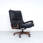 Strässle Zwart Leren King Chair, 1960S thumbnail 3