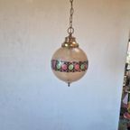 Vintage Franse Bollamp Glas Messing. thumbnail 2