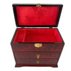 Vintage Chinese Sieradendoos Rood Lakhout Messing 1960’s thumbnail 6