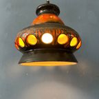 Mid Century Oranje Keramische West Germany Hanglamp thumbnail 3