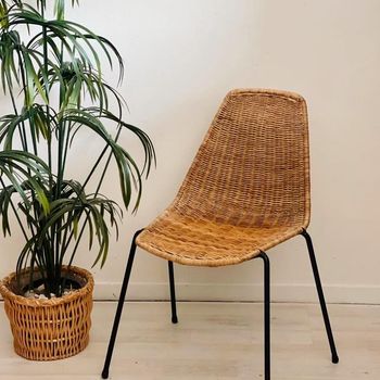 Vintage Rotan Stoel Bureaustoel Gian Franco Legler 1950s Stoel