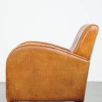 Strakke, Karakteristieke En Tijdloze Vintage Schapenleren Design Armchair thumbnail 2