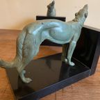 Boekensteunen Barzoihonden Windhonden Art Deco Gesigneerd Roux Frans thumbnail 11